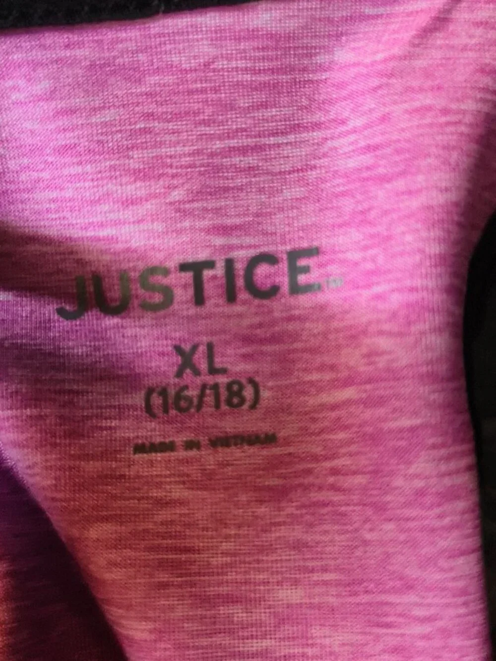 Justice Girls XL Pink Racerback Tank Athletic Black Branded Trim Sporty 16/18